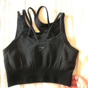 Gymshark Ultra Seamless Sports Bra. Black. No tag- probable XS or Small.